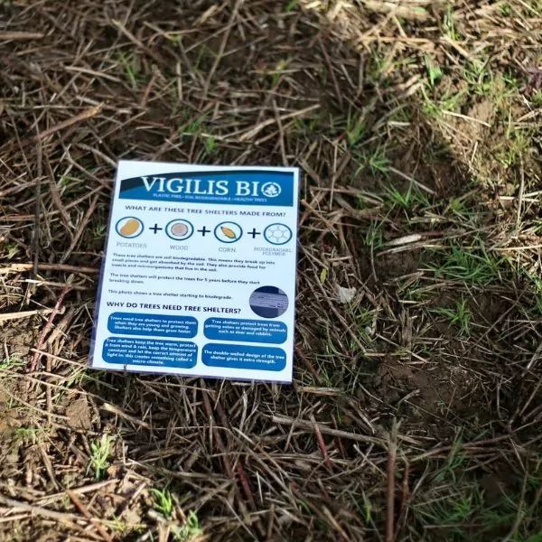 an educational leaflet about tree shelters and how they biodegrade
